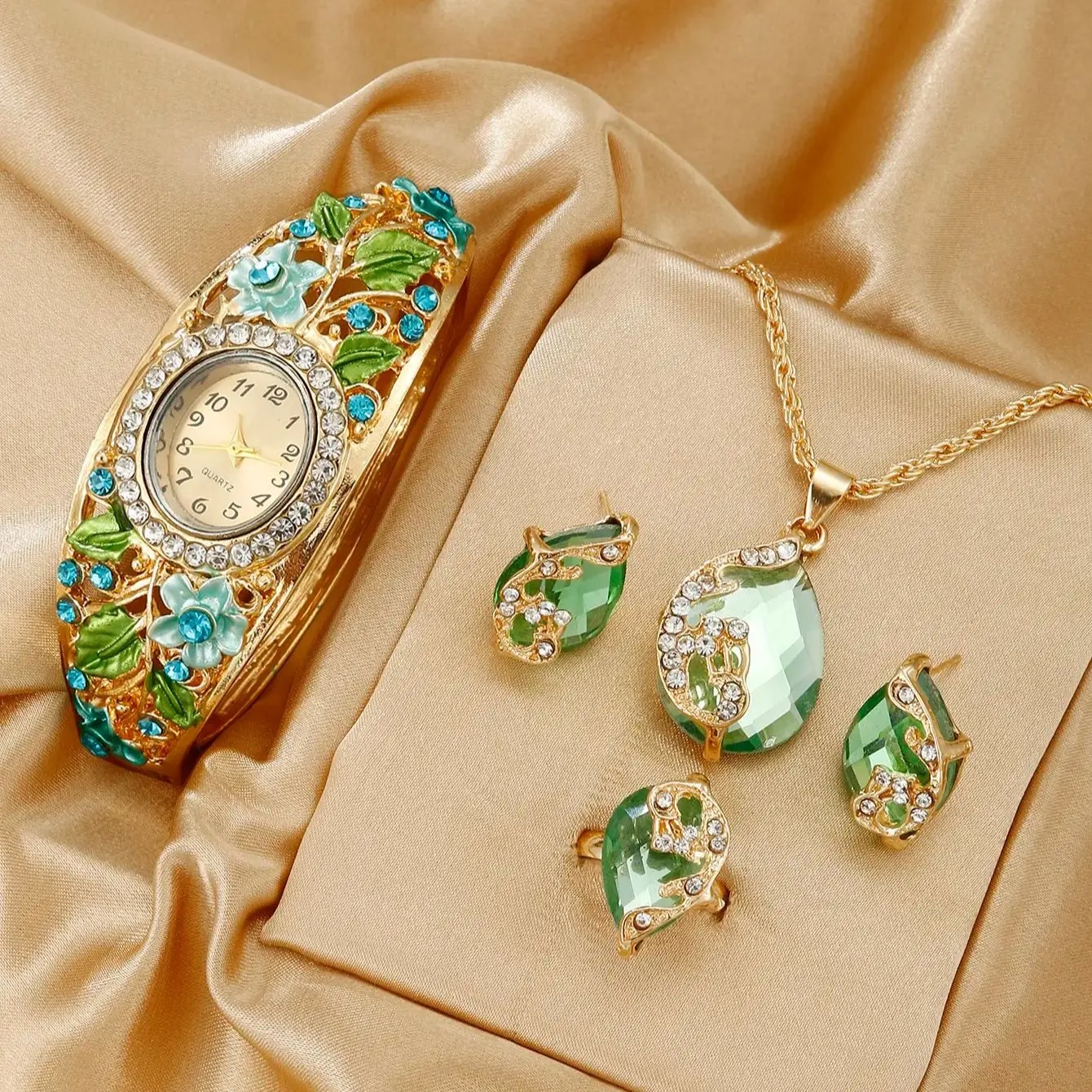 طقم ساعة كوارتز نسائية فاخر