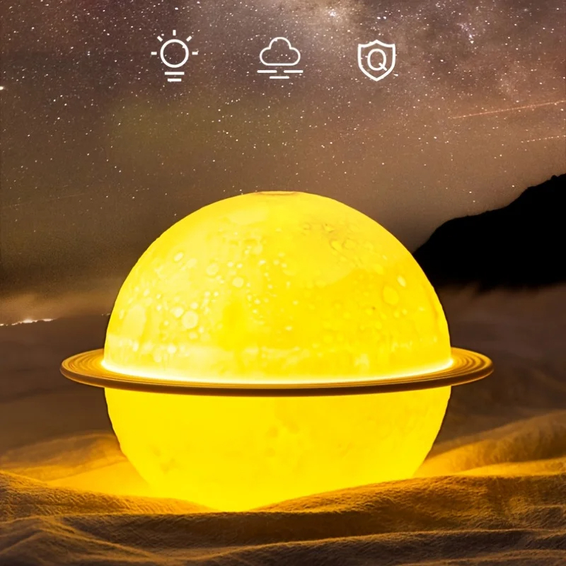 مرطب هواء ثلاثي الأبعاد على شكل قمر مع إضاءة LED