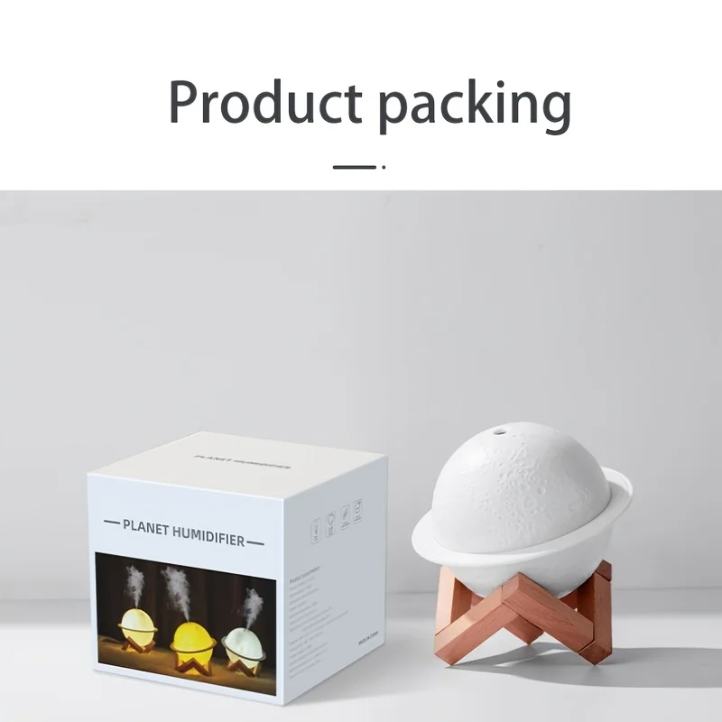 مرطب هواء ثلاثي الأبعاد على شكل قمر مع إضاءة LED