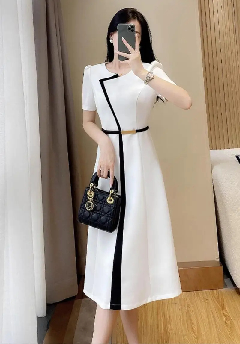 فستان ميدي كلاسيكي أنيق للنساء