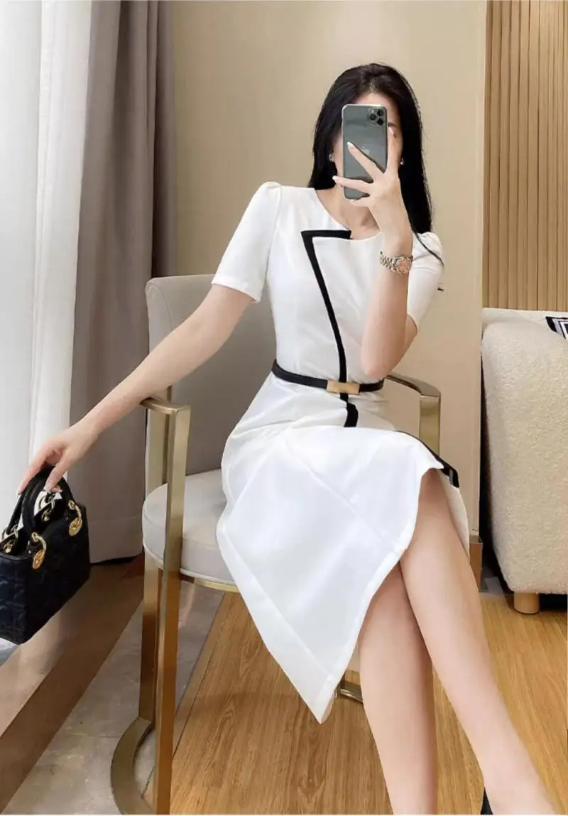 فستان ميدي كلاسيكي أنيق للنساء